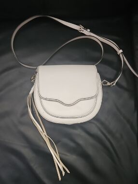 Rebecca Minkoff Sydney Mini Crossbody OAT White100% Leather Purse Handbag Bag
